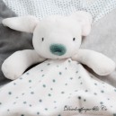 Flache Decke Kaninchen OBAIBI quadratische Tupfen Sterne grau weiß Schnullerclip 27 cm