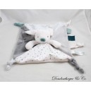 Flache Decke Kaninchen OBAIBI quadratische Tupfen Sterne grau weiß Schnullerclip 27 cm