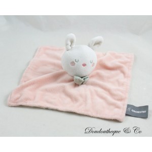 Flat blanket rabbit ORCHESTRA pink green bow fabric printed rabbits square 22 cm