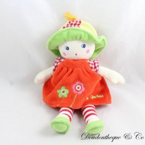 Mädchen Plüschpuppe QUE DU BONHEUR rotes Kleid