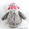 Pinguin Plüsch ENESCO Pelz grau meliert Schal Hut weiß rot 30 cm