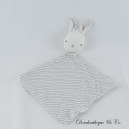OBAIBI Hase flaches Kuscheltier grau gestreift weiß rautenhintergrund 32 cm