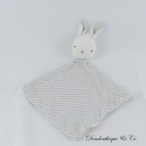 OBAIBI Hase flaches Kuscheltier grau gestreift weiß rautenhintergrund 32 cm