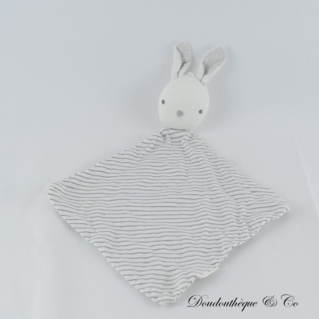 OBAIBI Hase flaches Kuscheltier grau gestreift weiß rautenhintergrund 32 cm OBAIBI Hase flaches Kuscheltier grau gestreift weiß rautenhintergrund 32 cm