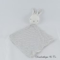 OBAIBI Hase flaches Kuscheltier grau gestreift weiß rautenhintergrund 32 cm