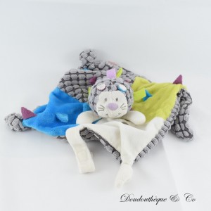 BELLODOUX Flat Hedgehog Decke mit geripptem Effekt in Grau und Blau 23 cm