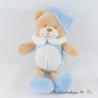 MES PETITS CAILLOUX Cmp Bär Plüsch Blau und Weiß 25 cm