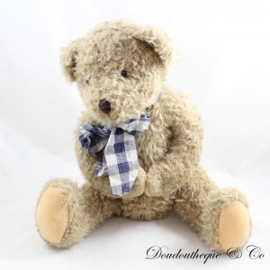Beige Bär Plüsch Blau Karierte Schleifen