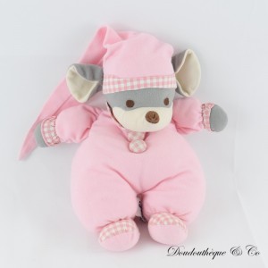 NICO DINGO Maus Plüsch Rosa und Weiß Nachtmütze 28 cm