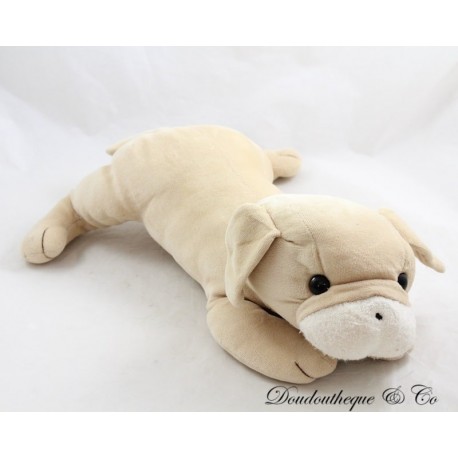 Beige Vintage Teddybär Plüschhund auf dem Bauch liegend Supertoys Stil 35 cm Beige Vintage Teddybär Plüschhund auf dem Bauch liegend Supertoys Stil 35 cm