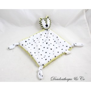 Doudou plat tigre APOLLO Little One losange noir jaune coeurs étoiles 36 cm