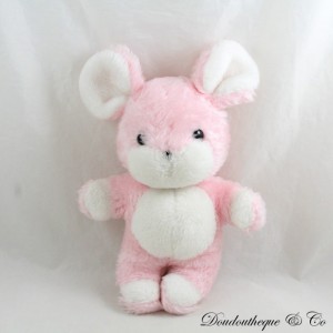 Vintage Plüsch Maus Teddybär rosa weiß alt 29 cm