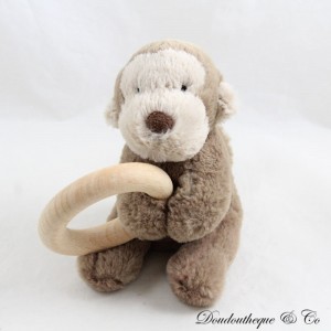 Gefüllte Rassel Shooshu Affe JELLYCAT Brauner Glockenholzring 14 cm
