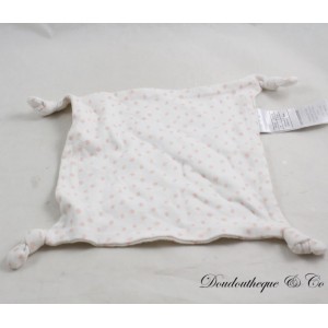 VERTBAUDET quadratisches flaches Kuscheltier weiß rosa Muster