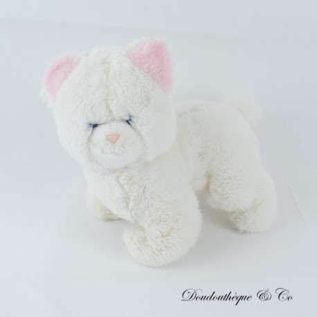 Vintage BOULGOM weißer und rosa Pouet Katzenplüsch 20 cm