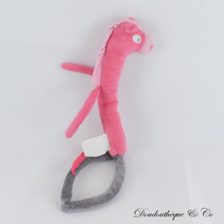 DPAM rosa und grau glockenförmiges Pferdekuscheltier Du Pareil au Même 40 cm