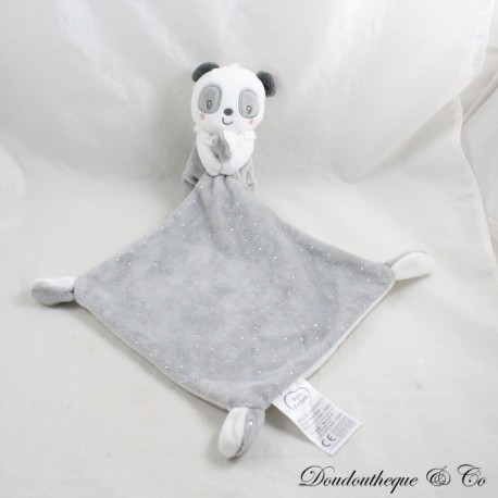 Panda Einstecktuch Kuscheltier MOTS D'ENFANTS grau weiß mit silbernen Polka Dots Leclerc Panda Einstecktuch Kuscheltier MOTS D'ENFANTS grau weiß mit silbernen Polka Dots Leclerc