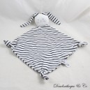 Flaches Kaninchen Kuscheltier PETIT BATEAU gestreift marineblau und weiß Diamant 36 cm