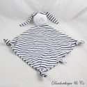 Flaches Kaninchen Kuscheltier PETIT BATEAU gestreift marineblau und weiß Diamant 36 cm