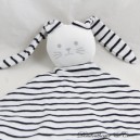 Flaches Kaninchen Kuscheltier PETIT BATEAU gestreift marineblau und weiß Diamant 36 cm
