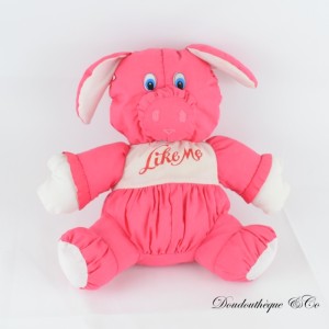 Vintage Schwein Plüsch OHNE MARKE Rose Kunststoff Augen "Like Me" 26 cm