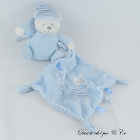 Dou Duch Bären Taschentuch MAX & SAX Kreuzung Blau Moon Streifen 16 cm