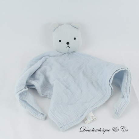 Flacher Teddybär BOUT'CHOU MONOPRIX Pucktuch himmelblau 35 cm