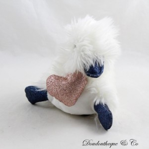 Entenplüsch DOUDOU ET COMPAGNIE Le Coin Münze weiß blau rosa Herz Ich liebe dich 18 cm