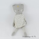 Stoffkatze ATMOSPHERA grau gelb Stern Blumenkleid 34 cm