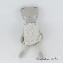 Stoffkatze ATMOSPHERA grau gelb Stern Blumenkleid 34 cm