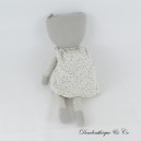 Stoffkatze ATMOSPHERA grau gelb Stern Blumenkleid 34 cm