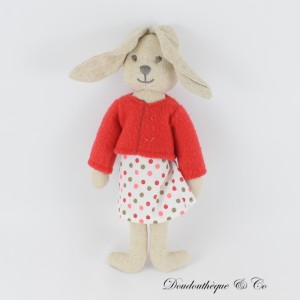 Gefülltes Kaninchen YVES ROCHER rote Jacke Polka Dot Kleid 25 cm