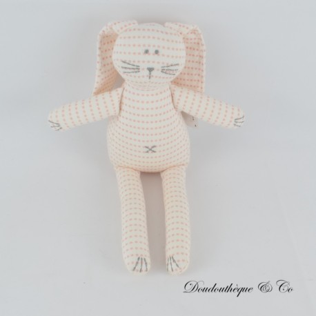 Hase-Plüschtier PETIT BATEAU beige und rosa rosa Sterne 24 cm