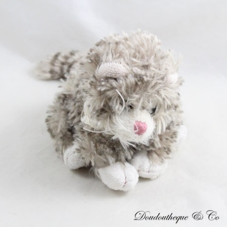 Mini Plüschkatze BUKOWSKI Kätzchen grau weiß Schleife Organza weich 10 cm Mini Plüschkatze BUKOWSKI Kätzchen grau weiß Schleife Organza weich 10 cm