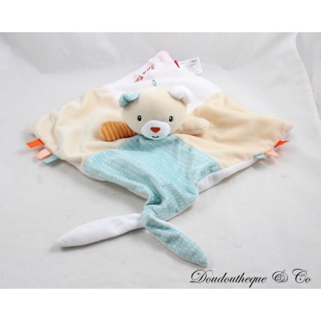 Flaches Bär Kuscheltier BABYSMILE Love nature beige blau weiß 25 cm Flaches Bär Kuscheltier BABYSMILE Love nature beige blau weiß 25 cm