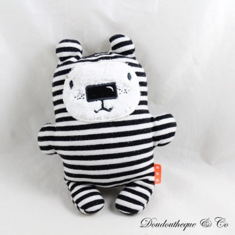 HEMA Gestreifter Bär Plüsch Schwarz und Weiß Kaninchen Katze Stoffglocke 20 cm HEMA Gestreifter Bär Plüsch Schwarz und Weiß Kaninchen Katze Stoffglocke 20 cm