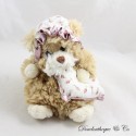 Mini Teddybär BUKOWSKI Beige Kissen und Blumen Nachtmütze 16 cm