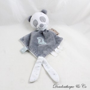 Loulou Panda NATTOU grau weiß grün Krokodil Schnullerclip flaches Kuscheltier 24 cm