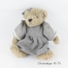 Stoffbär LOUISE MANSEN graues Kleid graue und weiße Weste 26 cm