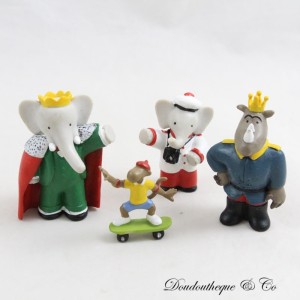Set mit 4 Babar Figuren PLASTOY Babar Arthur Zéphir Rataxes L.de Brunhoff PVC