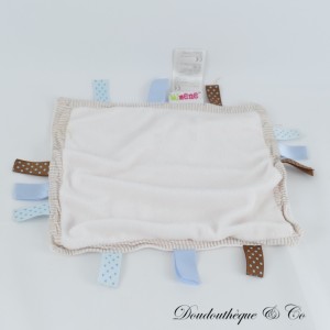 Doudou mouchoir carré MINENE rose petits pois et coeurs 23 cm