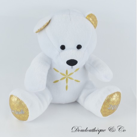 NOCIBÉ Bär Plüsch weiß und gold 2017 sitzend 18 cm NOCIBÉ Bär Plüsch weiß und gold 2017 sitzend 18 cm