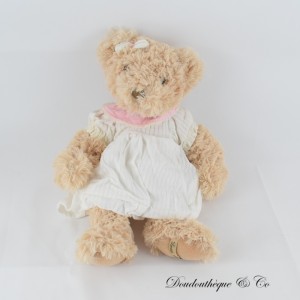 LOUISE MANSEN weißes Plüschkleid mit Bär und langen Haaren 26 cm