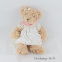 LOUISE MANSEN weißes Plüschkleid mit Bär und langen Haaren 26 cm
