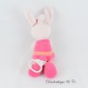 Musikalisches Stoffkaninchen TEX BABY Eulenkleid und Schleife Rosa 29 cm