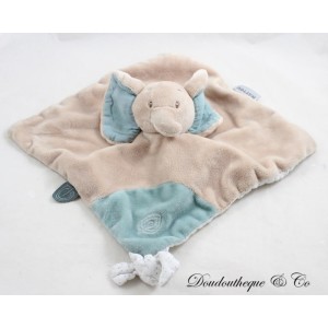 NATTOU Alex & Luna Elefant Flache Decke Braun Beige Blau Blatt 27 cm
