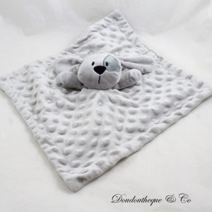 Flache Hundedecke LOVEY BUMPS graue Kokarde Augenrelief Samt 32 cm