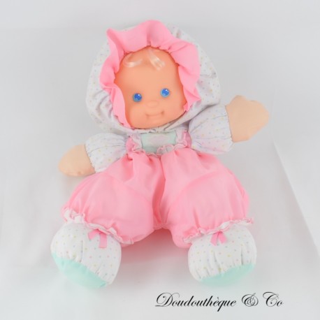 Vintage 1990er Jahre FISHER PRICE Puffalumps Kinder Puppe Silikon Kopf Blond mit blauen Augen Rosa Stoffe 38 cm Vintage 1990er Jahre FISHER PRICE Puffalumps Kinder Puppe Silikon Kopf Blond mit blauen Augen Rosa Stoffe 38 cm