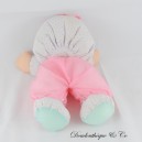 Vintage 1990er Jahre FISHER PRICE Puffalumps Kinder Puppe Silikon Kopf Blond mit blauen Augen Rosa Stoffe 38 cm