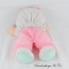 Vintage 1990er Jahre FISHER PRICE Puffalumps Kinder Puppe Silikon Kopf Blond mit blauen Augen Rosa Stoffe 38 cm